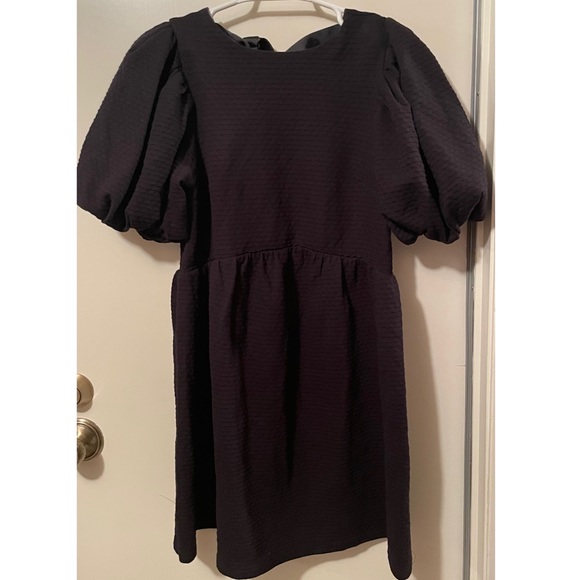 Topshop Black Puff Sleeve Tea Dress - Picture 5 of 9